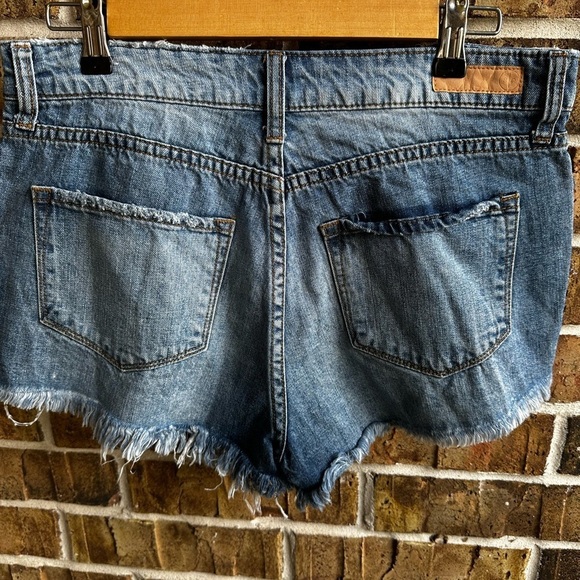 bp Blue Distressed Jean Shorts with Frayed Hem - Picture 7 of 8